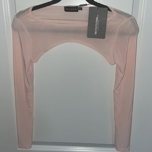 NWT Pretty Little Thing pink long sleeved super cropped top